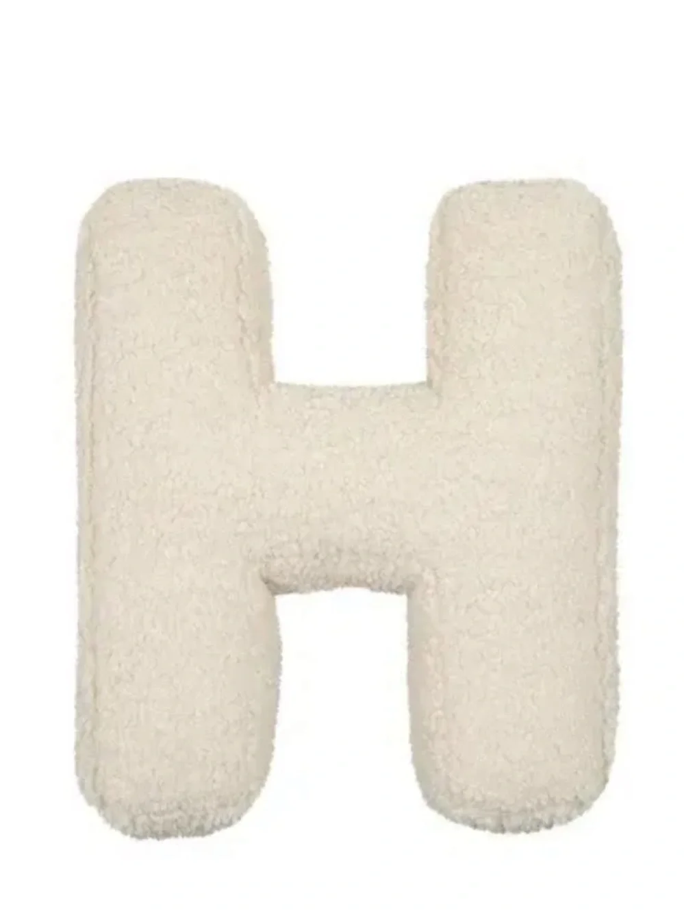 Letter ‘H’ Sherpa Throw Pillow - CREAM